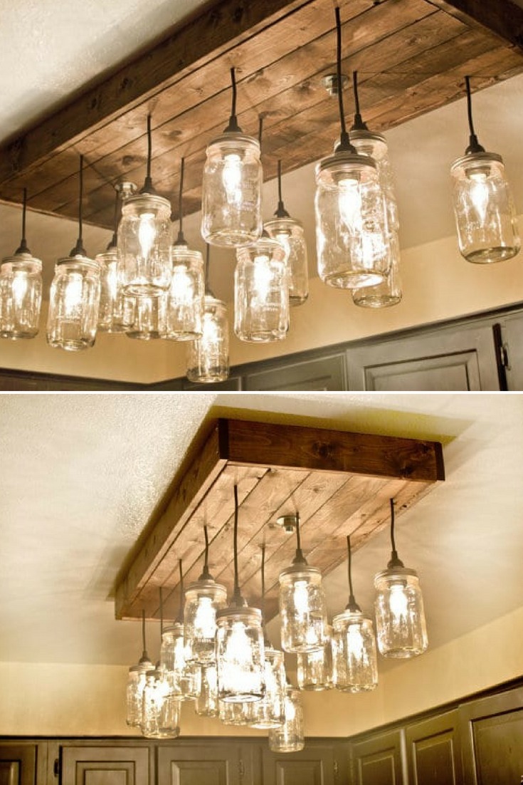 Mason Jar Wood Pallet Chandelier