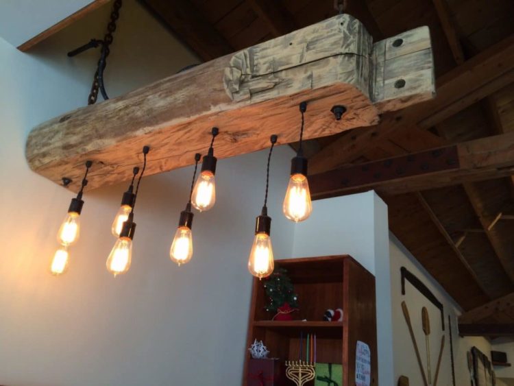 Rustic Wood Light Fixture with Reclaimed Beam