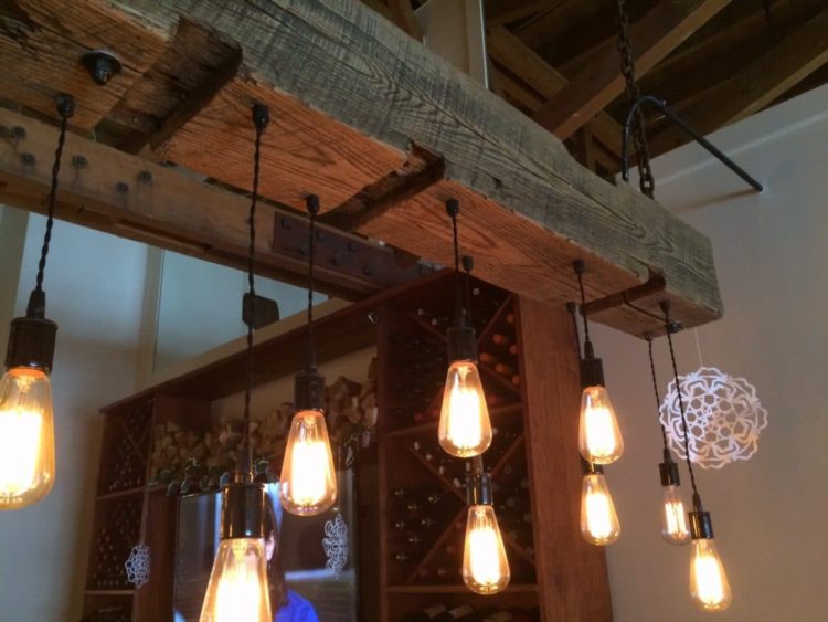 Rustic Wood Light Fixture with Reclaimed Beam