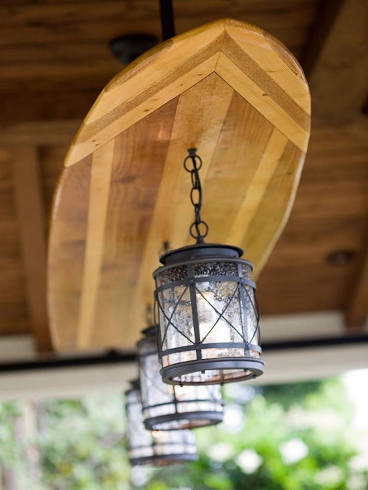 Creative Beach Wooden Surfboard Light Fixture