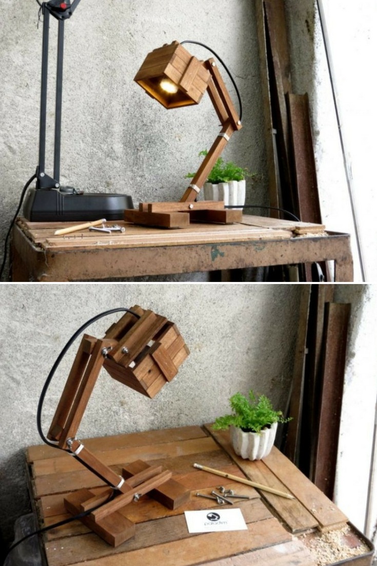 Office Wooden DIY LED Desk Lamp