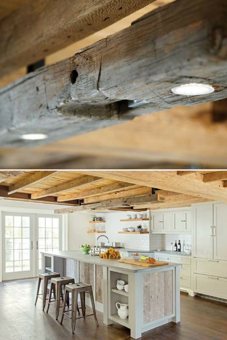 Modern Farmhouse Lighting with Rustic Wood Beam