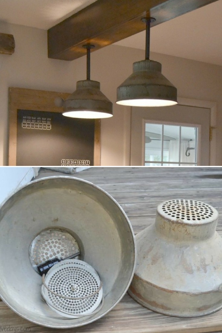 DIY: Galvanized Colanders Ceiling Light Tutorial