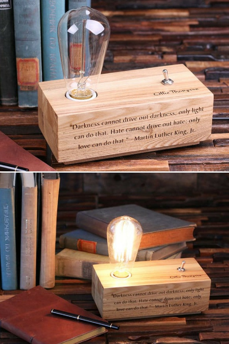 Lovely Custom Handmade Wood Desk Lamp