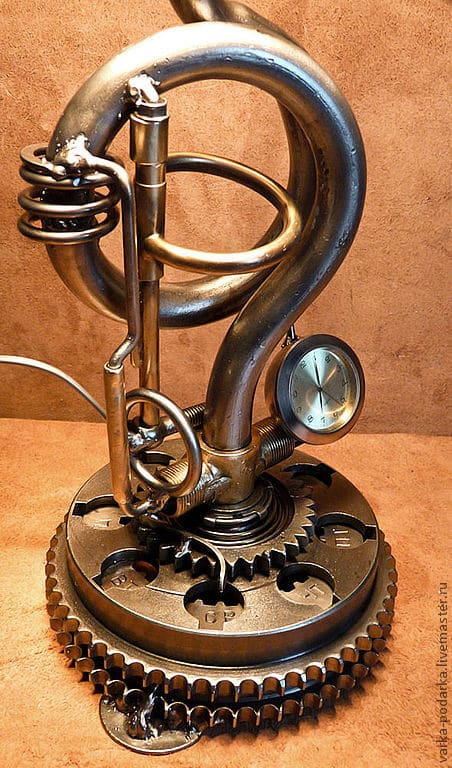 Steampunk Table lamp with Clock and Timer
