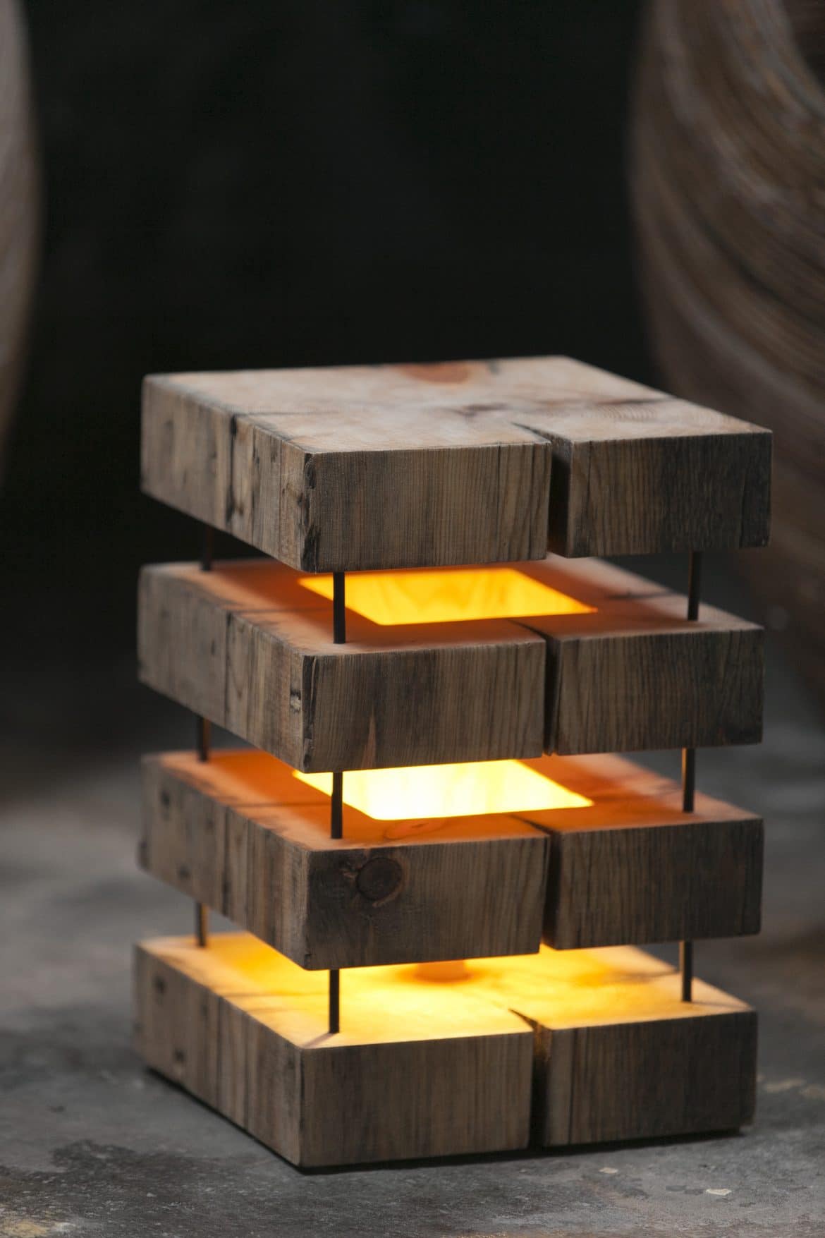 Outdoor wood light post