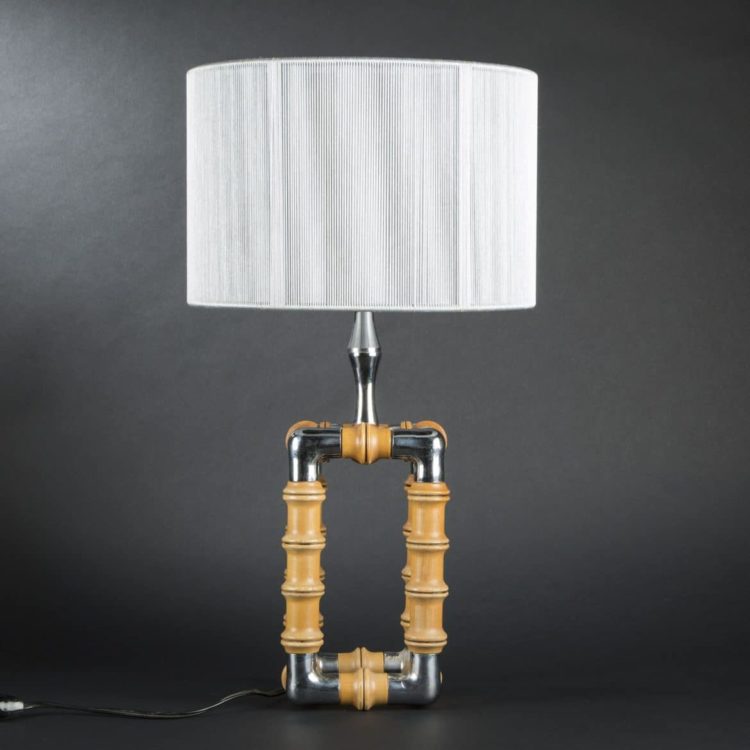 Simple Metal and Bamboo Lamp 1 - Table Lamps - iD Lights Metal and Natural Wood simulating Bamboo lamp