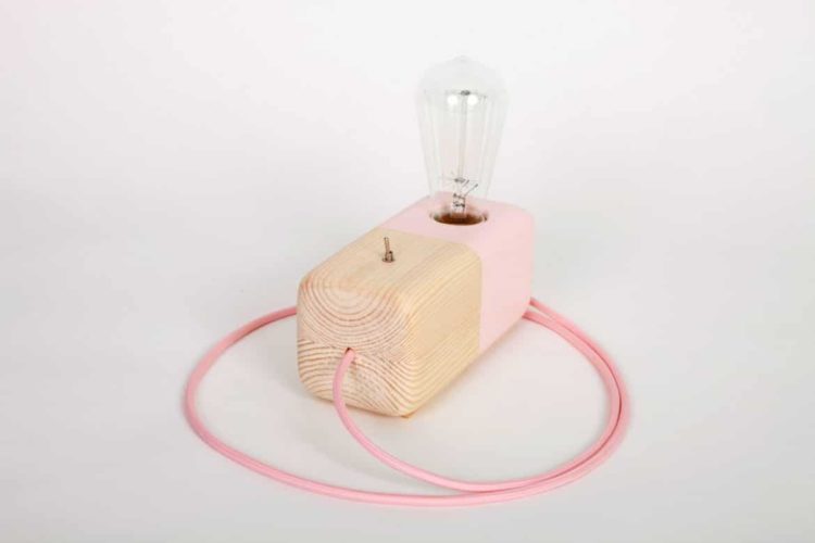 Pink Wood Block Handmade Table Lamp