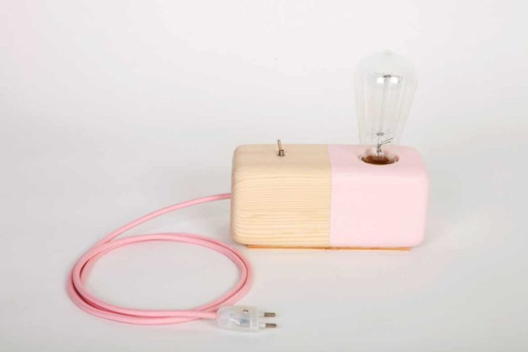 Pink Wood Block Handmade Table Lamp