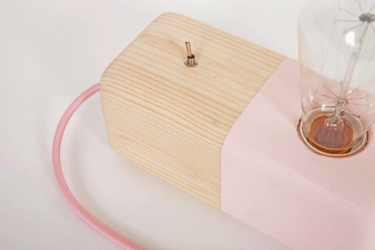 Pink Wood Block Handmade Table Lamp