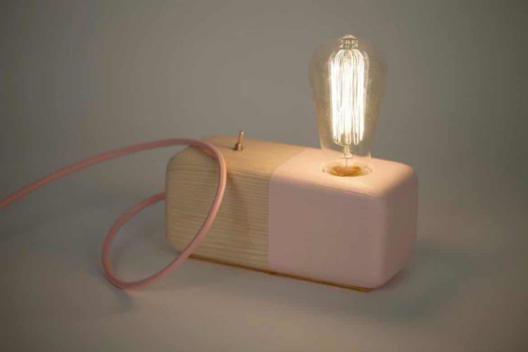 Pink Wood Block Handmade Table Lamp