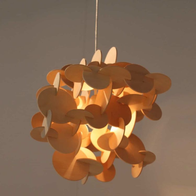 Sculptural Wood Hanging Lamp