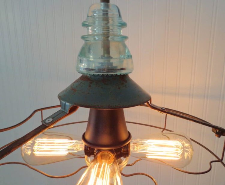 Industrial Vintage Fan Light with Edison Filament Bulbs