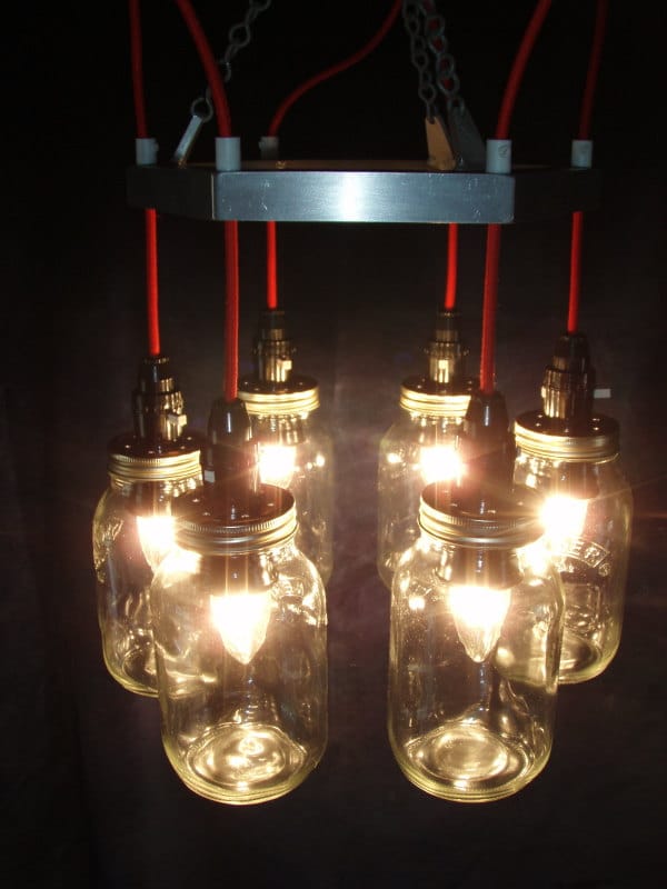 Metal Mason jar Chandelier