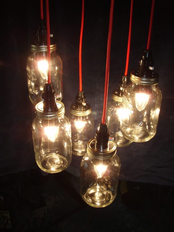 Metal Mason jar Chandelier