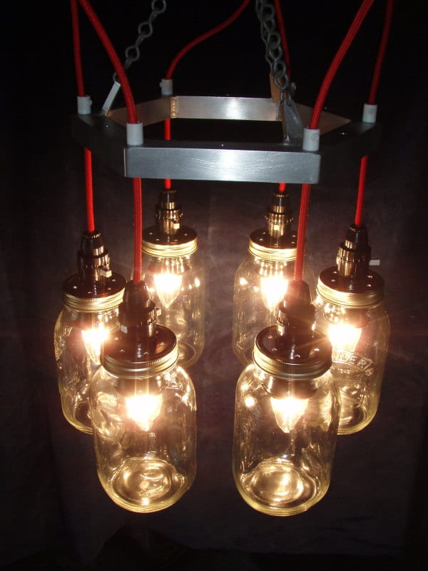 Metal Mason jar Chandelier