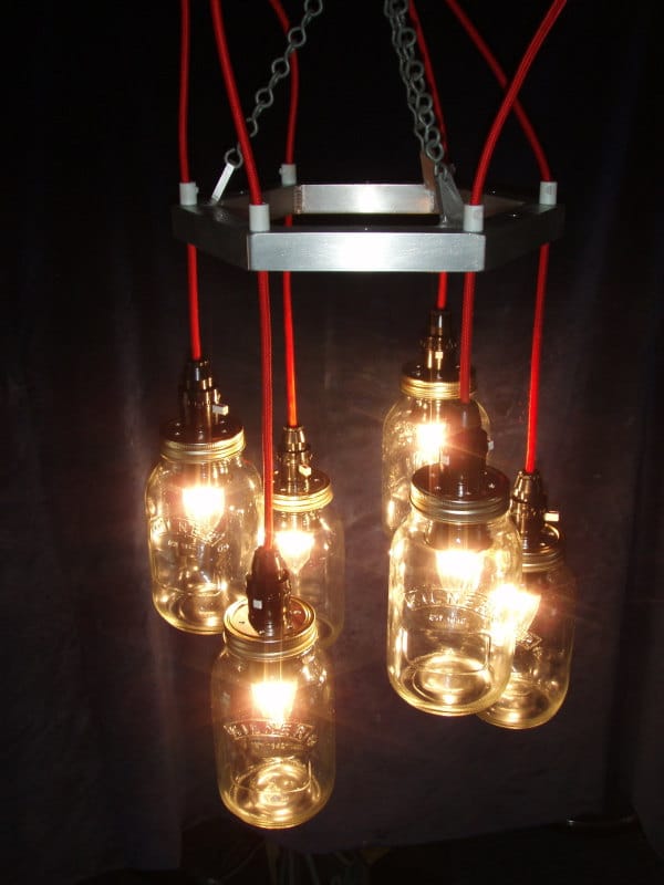 Metal Mason jar Chandelier