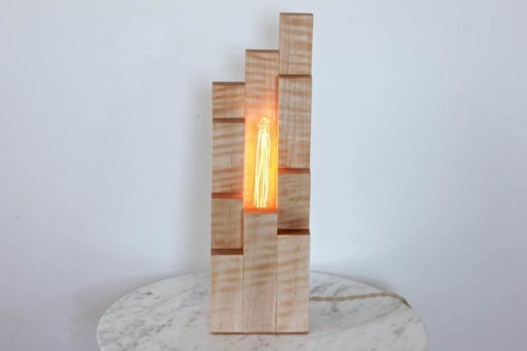 Wood Cityscape Table Lamp