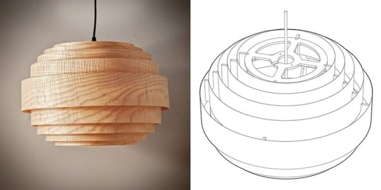Wood Veneer Boll Lamp
