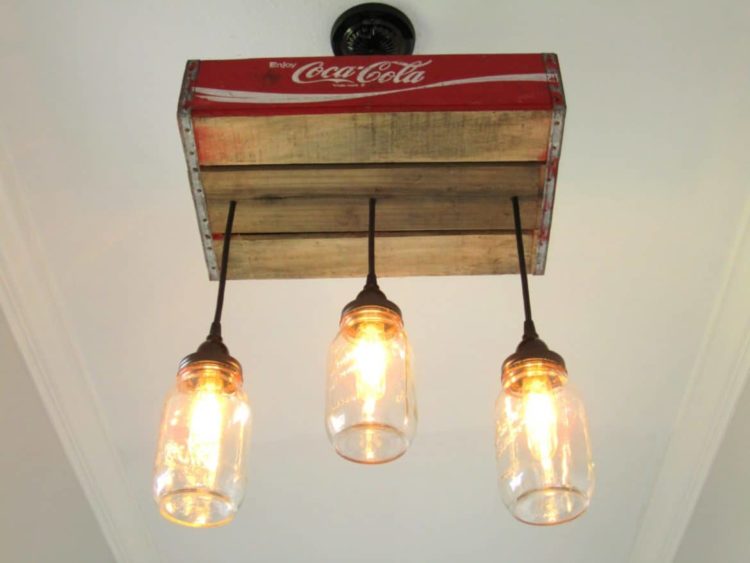 Recycled Coca-Cola Woodcase Chandelier