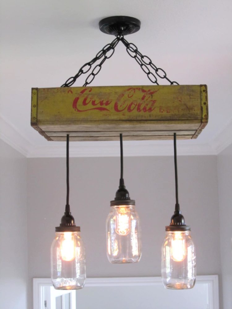 Recycled Coca-Cola Woodcase Chandelier