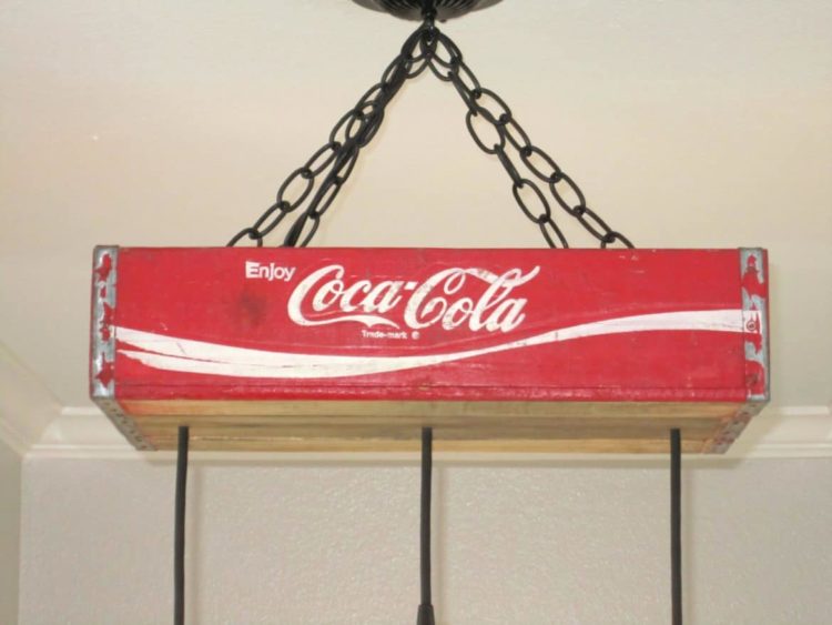 Recycled Coca-Cola Woodcase Chandelier