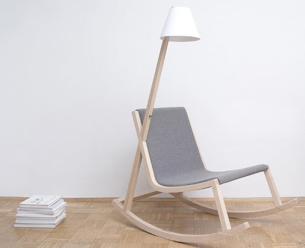 A Wood Rocking Chair That Produces Light