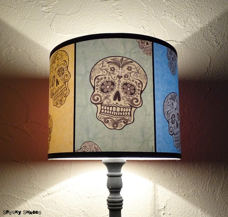 Rainbow Sugar Skulls Lamp Shade