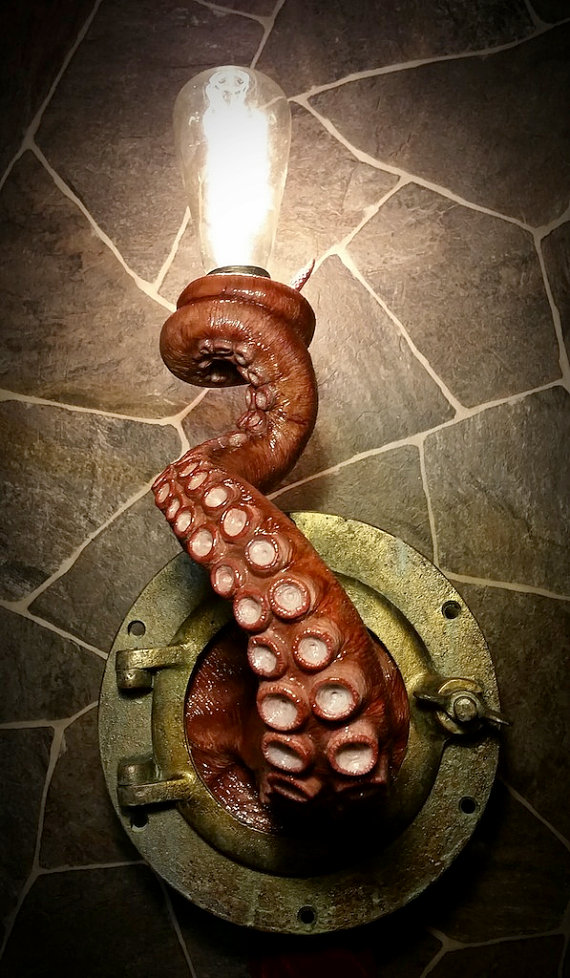 Realistic Nautical Tentacle Porthole Lamp