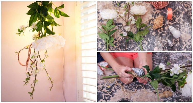 Cool DIY Hanging Flower Light Fixture