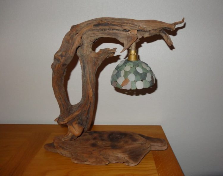 Driftwood and Frosted Glass Desk Lamp From Corsica1