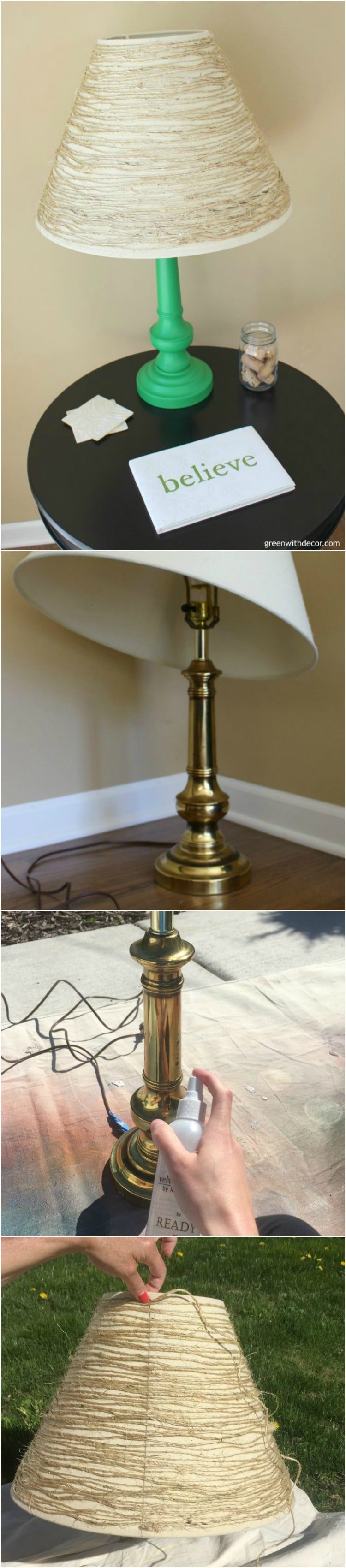 DIY Update an Old Table Lamp with Paint and Twine