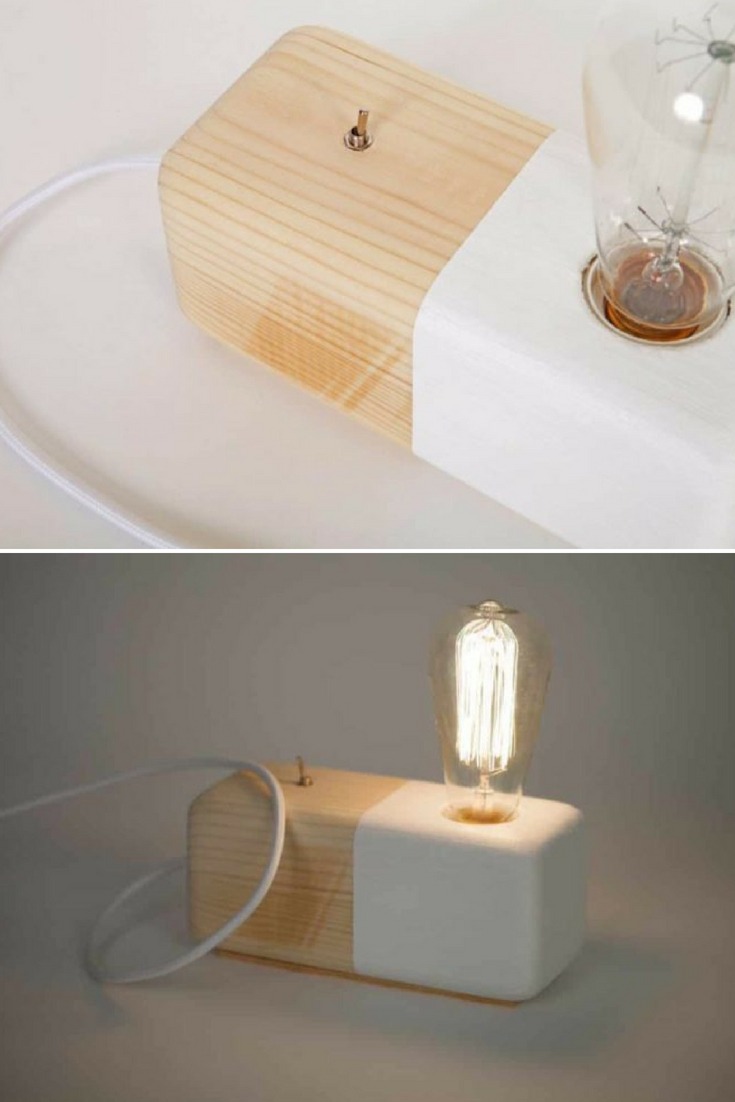 Wood Modern Handmade Table Block Lamp