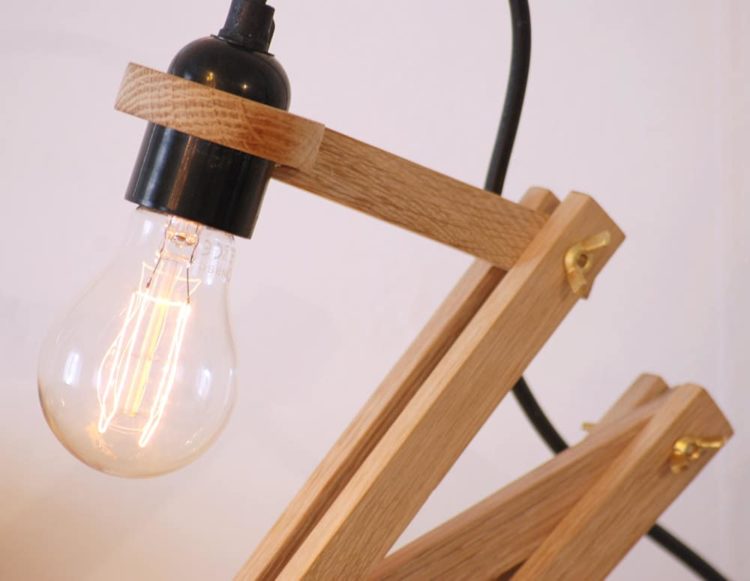 Wood and Concrete Pliable Desktop Lamp