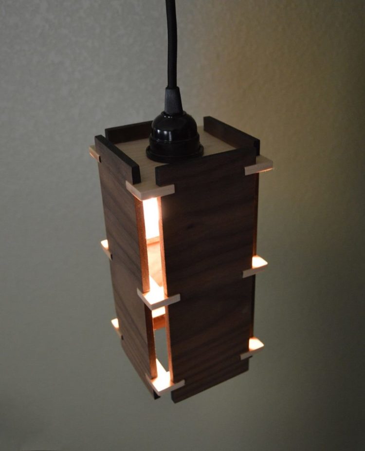 Square Wooden Pendant Light