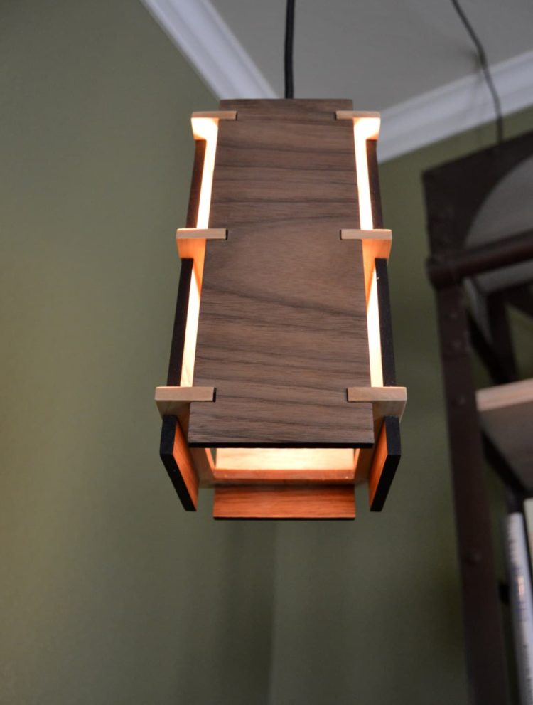 Square Wooden Pendant Light