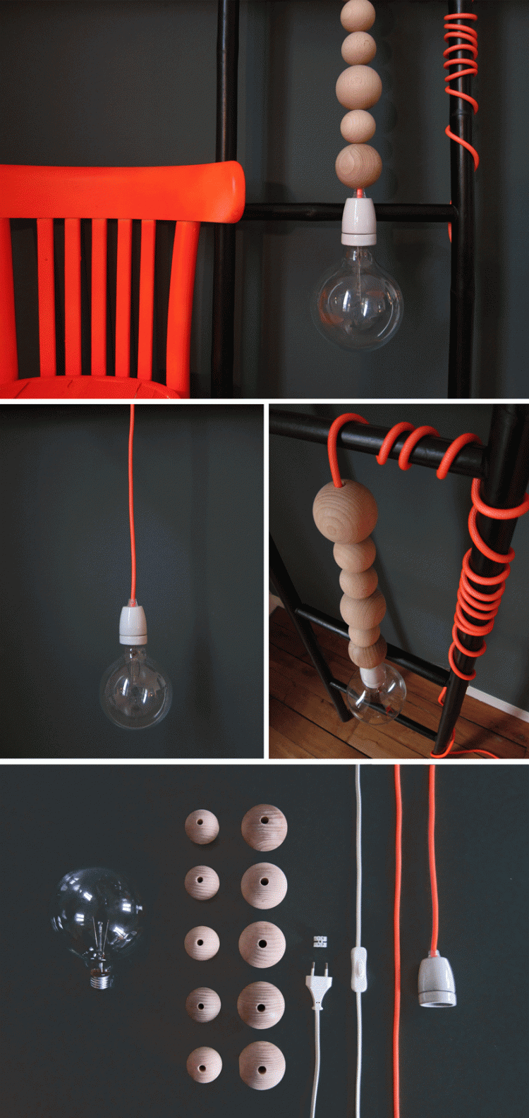 DIY Scandinavian Wooden Beads Pendant Lighting