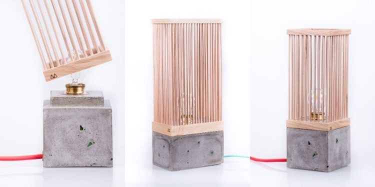 Wood and Concrete Table Lamp