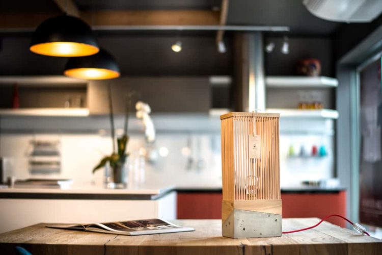 Wood and Concrete Table Lamp