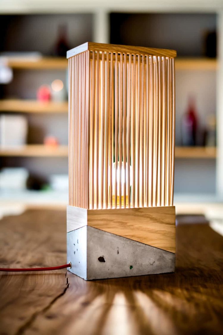 Wood and Concrete Table Lamp