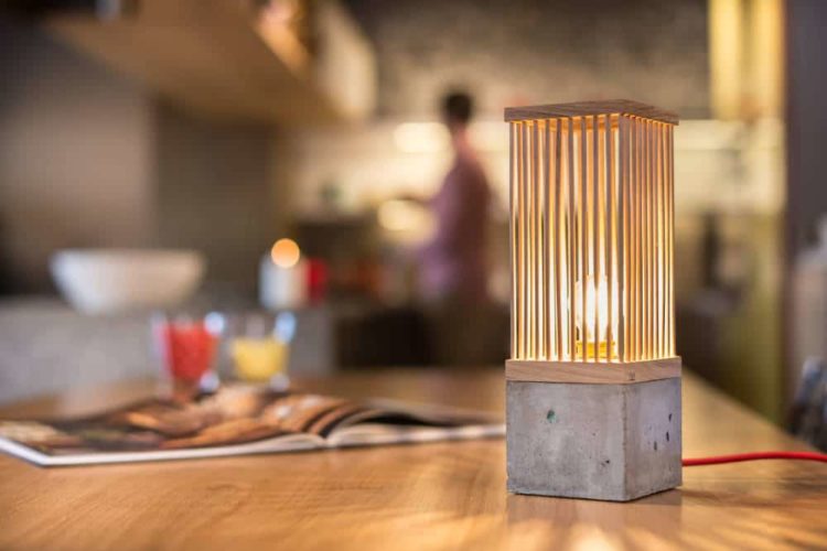 Wood and Concrete Table Lamp