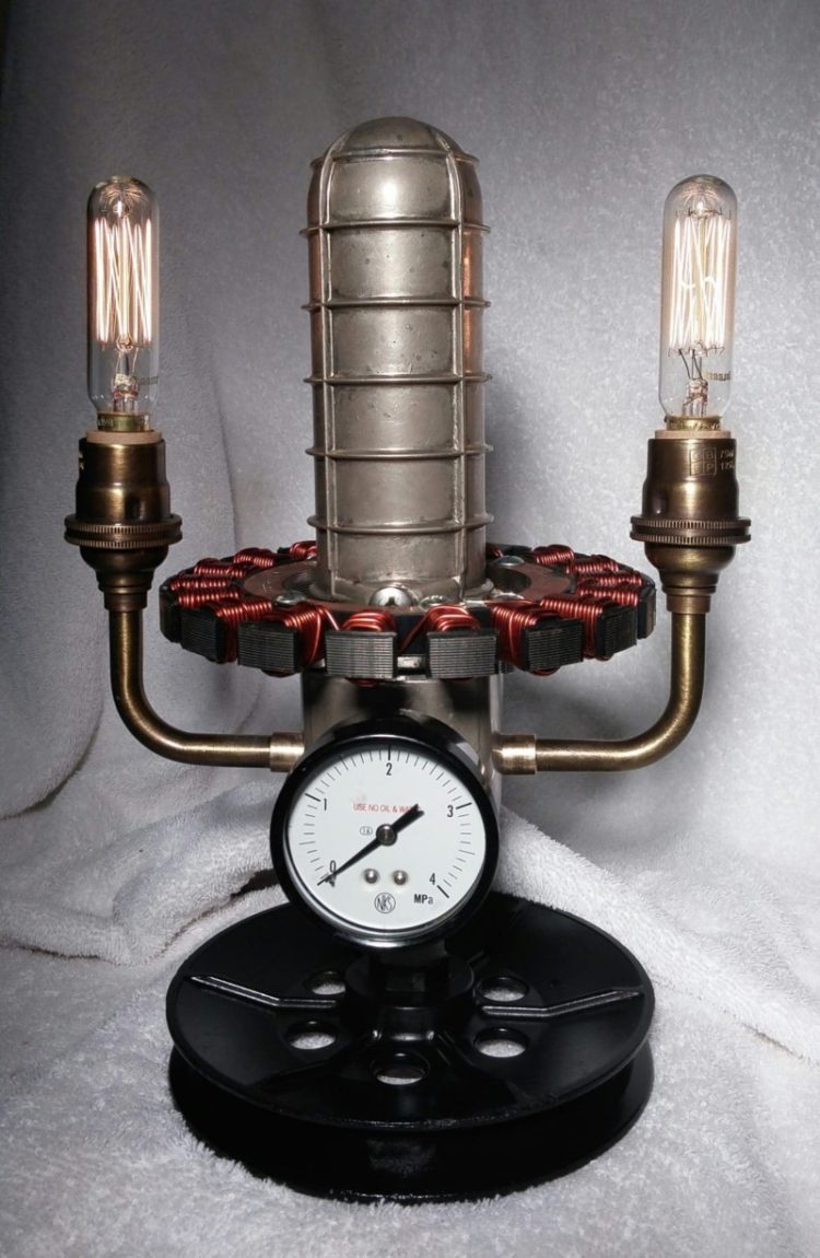 Mix old gas station trash with a " Back to The Future" flux capacitor and you have a touch lamp that should make Marty McFly proud.