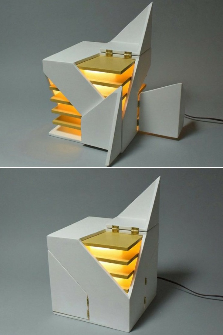 Folding Design Table Lamp by Michael Jantzen