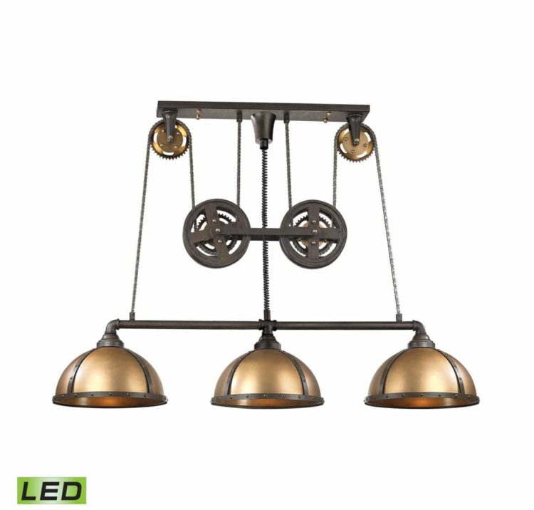 Light LED Billiard Island in Vintage Brass