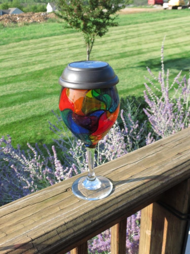 Rainbow Mosaic Painted Wine Glass 2 - Outdoor Lighting - iD Lights