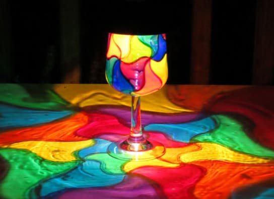 Rainbow Mosaic Painted Wine Glass 1 - Outdoor Lighting - iD Lights