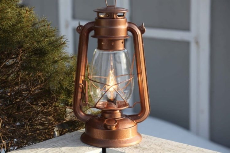 Vintage Electric Oil Lantern Lamp - Rustic Finish