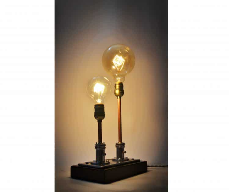 Steampunk Table Lamp Made from Vintage Medical Plugs 1 - Table Lamps - iD Lights