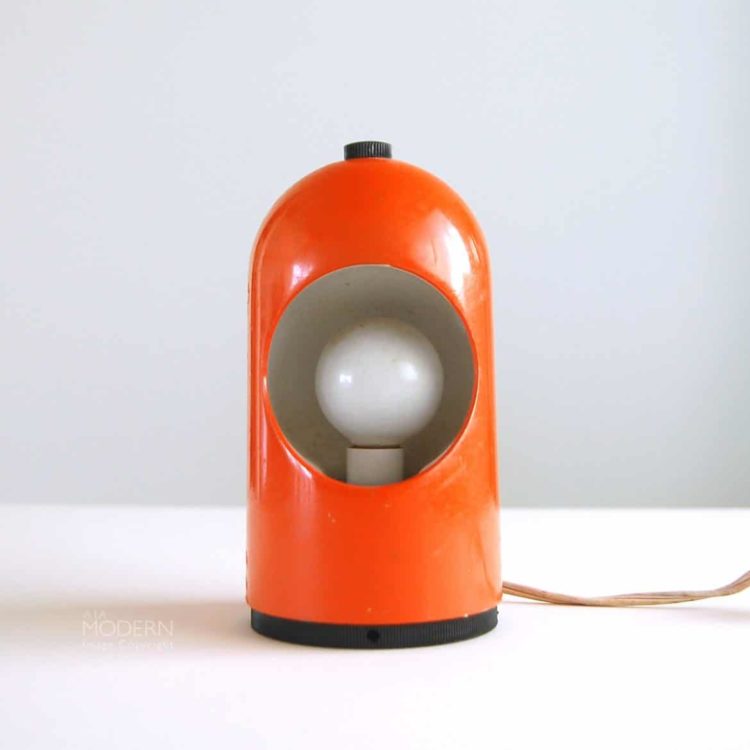 Lightolier Orange Eclipse Lighthouse Orange 1970s Metal Table Lamp