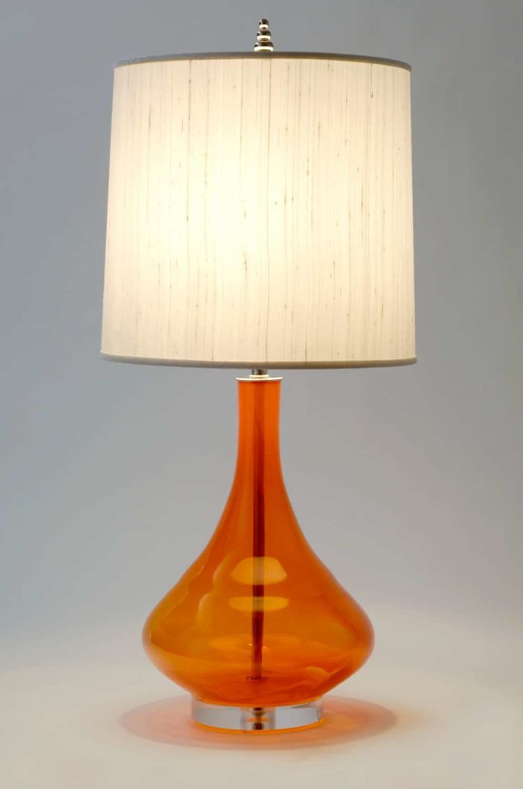 Tangerine Orange Handblown Glass Table Lamp